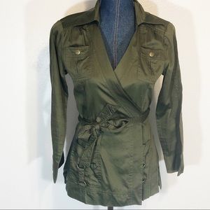 Diane Von Furstenberg army green wrap top jacket